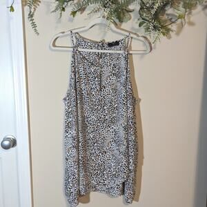 Tahari Layered Leopard Print Sleeveless Blouse
